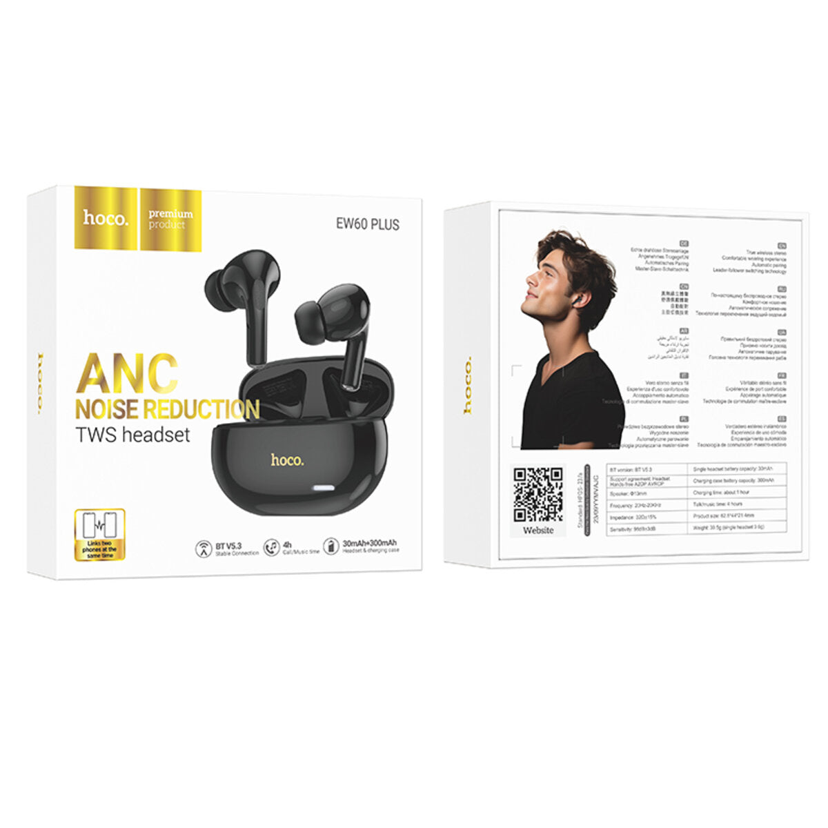 Audifono con cancelación de sonido BT V5.3 Hoco EW60 PLUS