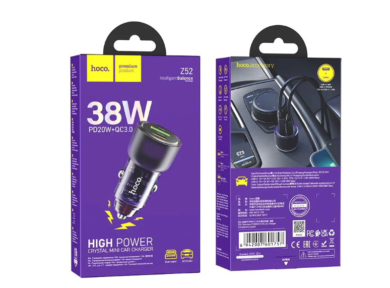 Cargador de Auto PD38W USB C- USB Hoco Z52