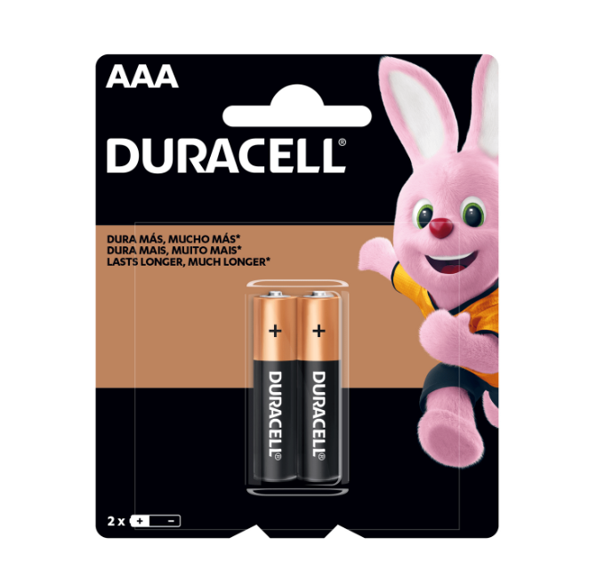 Pilas Duracell AAA alcalinas 1.5V pack 2 unidades