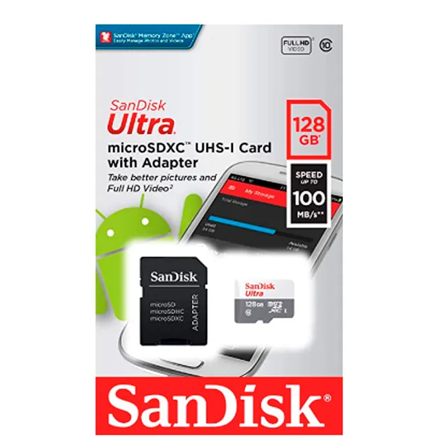 Memoria Micro SD  Clase 10 128GB + Adaptador  SANDISK