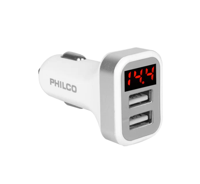 Cargador de auto  Philco doble USB pantalla led