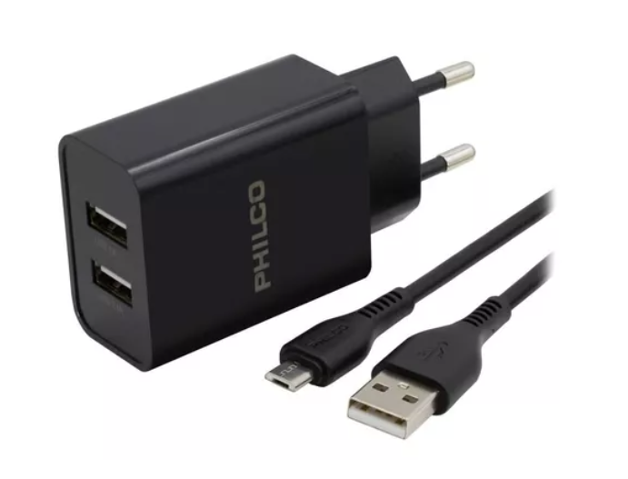 Cargador  de pared con cable Micro USB 2.1A Philco