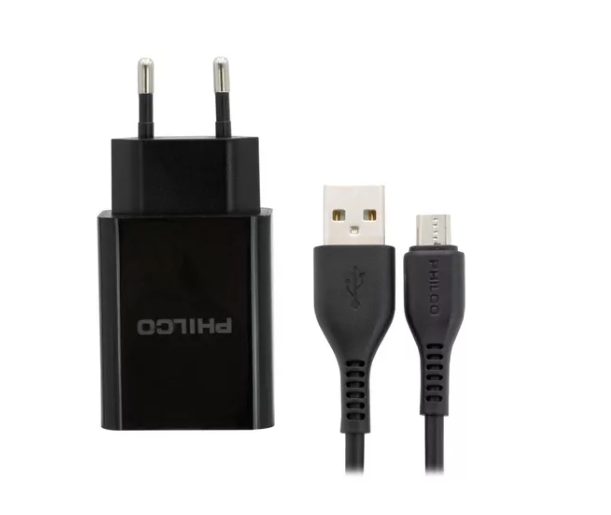 Cargador  de pared con cable Micro USB 2.1A Philco