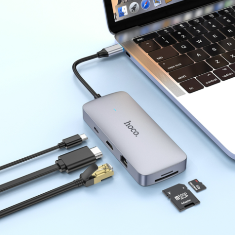 Adaptador  USB-C  8 en 1 de 100w Hoco HB32