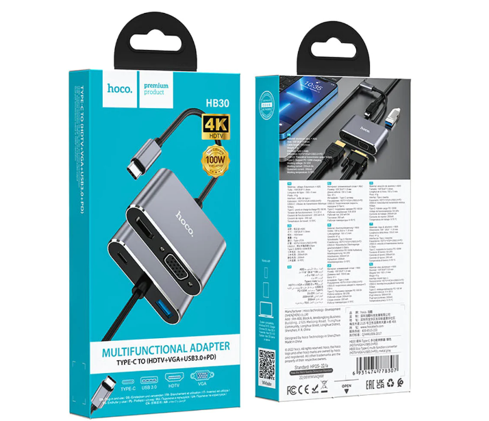 Hub USB-C a HDTV to VGA USB 3.0 Hoco HB30