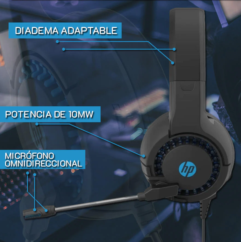 Audífono Gamer HP Dhe-8011 On Ear 3,5 mm