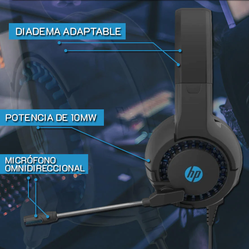 Audífono Gamer  On Ear 3,5 mm HP Dhe-8011