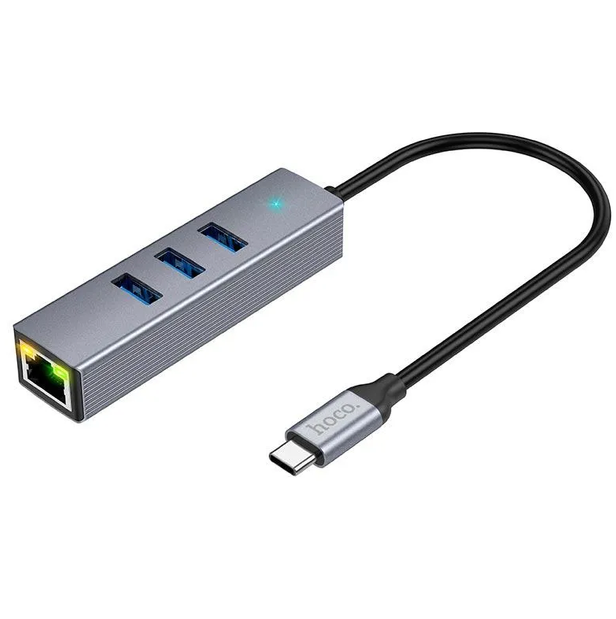 Hub Hoco HB34 4 en 1 USB-C  a RJ45 Gigabit 1000Mbps