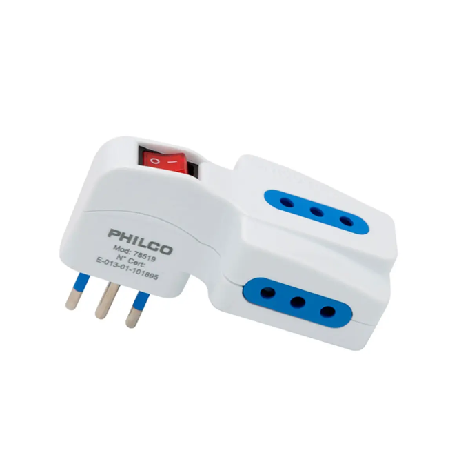 Adaptador Enchufe con  Switch Blanco Philco 78519