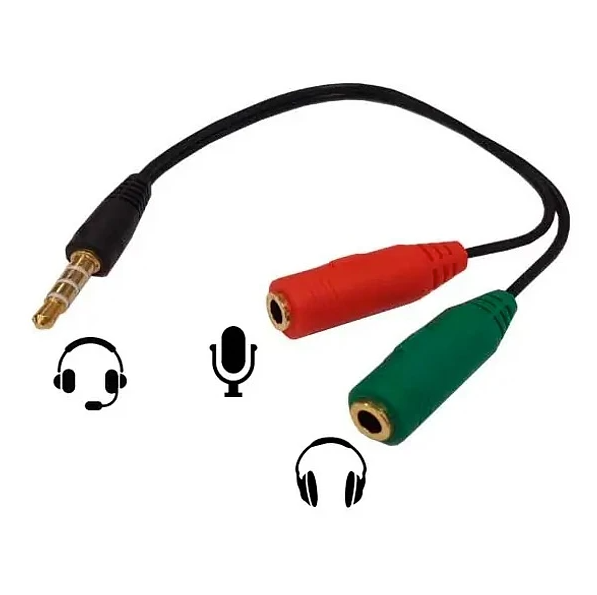 Cable De Audio 3.5mm Macho a Micrófono y Audifono Hembra