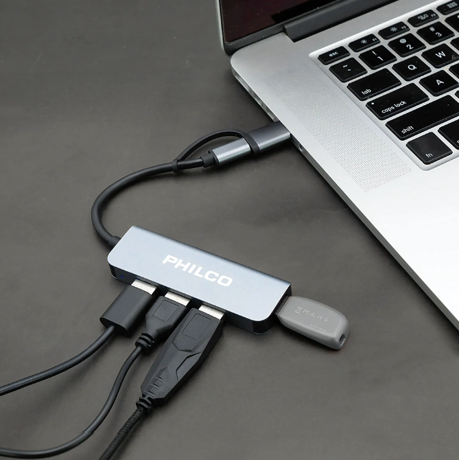 Hub  USB to USB-C 4 puertos USB 3.0 Philco