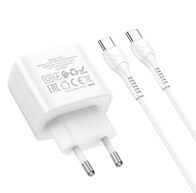 Cargador de pared  Tipo-C a Tipo-C Hoco DC67