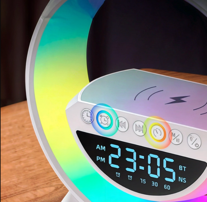 Parlante con carga inalámbrica LED+ Base de carga