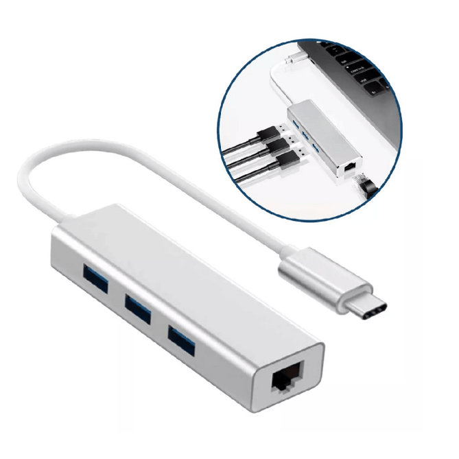HUB USB-C a Ethernet + 3 port USB 3.0 Philco