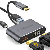 Hub Adaptador 4 en 1 Type-C a HDMI 4K + VGA + USB 3.0+ USB C Ulink