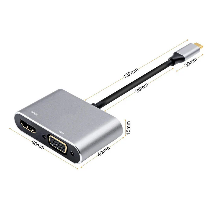 Hub Adaptador 4 en 1 Type-C a HDMI 4K + VGA + USB 3.0+ USB C Ulink