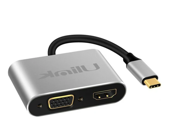 Hub Adaptador 4 en 1 Type-C a HDMI 4K + VGA + USB 3.0+ USB C Ulink
