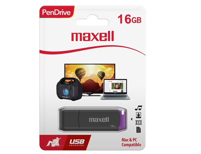 Pendrive  USB 2.0 16gb Maxell negro/morado