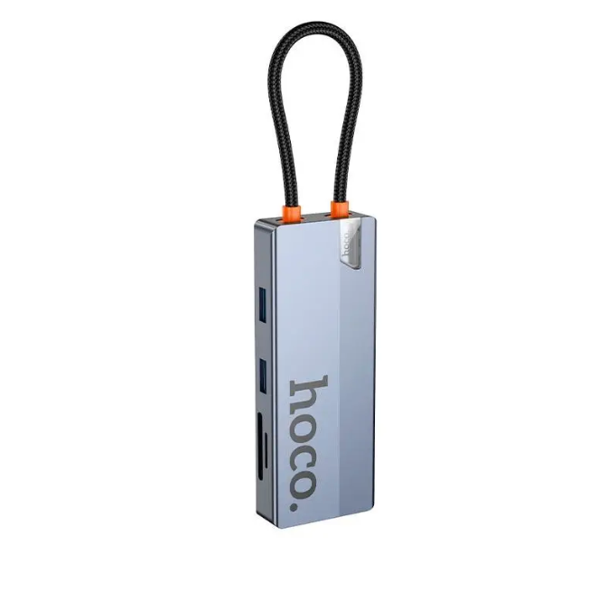 Hub Convertidor HDMI+ RJ45 + SD/TF + PD + Tipo-C 3.0 + USB 3.0 Hoco HB52
