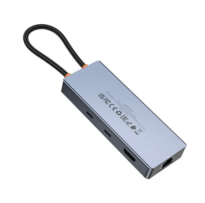 Hub Convertidor HDMI+ RJ45 + SD/TF + PD + Tipo-C 3.0 + USB 3.0 Hoco HB52