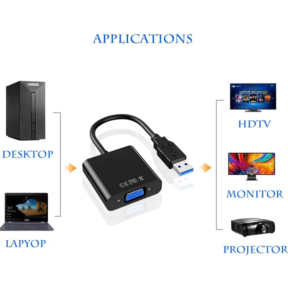 Adaptador convertidor USB a VGA 3.0 Ulink UL-USBVGA3