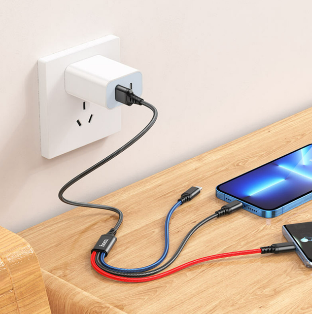 Cable USB a iP+Tipo C+Micro 2A HOCO X76