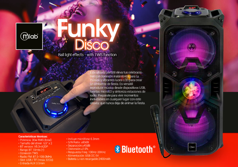 Parlante Karaoke FunkyDisco Mlab