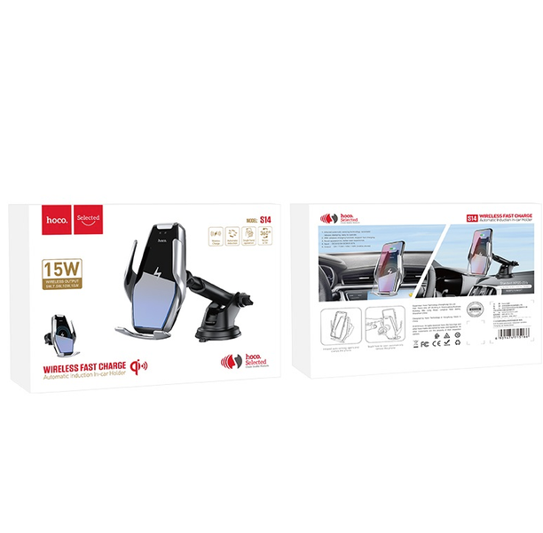 Soporte de auto con carga inalámbrica 15W Hoco S14