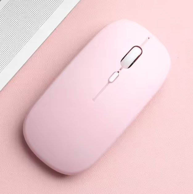 Mouse inalambrico conexion Bluetooth 2.4G recargable Rosado