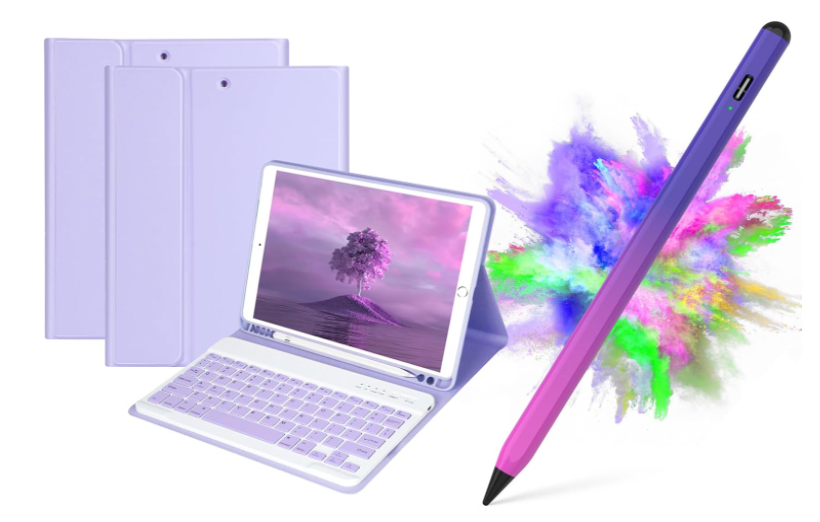 Funda con teclado para IPAD Air11 (2025/2024) Air5/Air4 10.9 lila