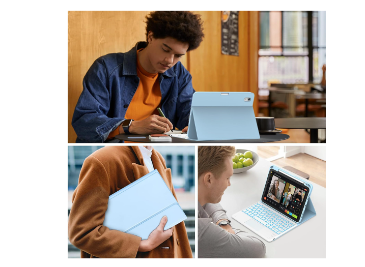 Funda con teclado para IPAD Air11 (2025/2024) Air5/Air4 10.9 celeste