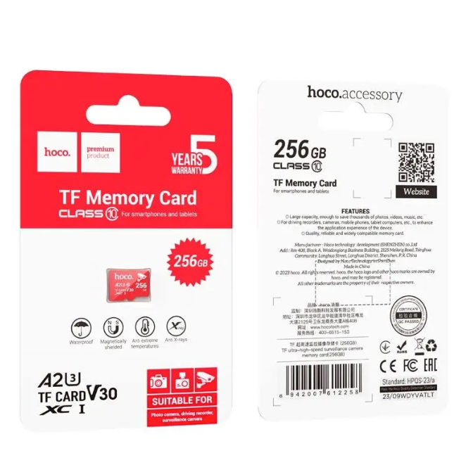 Tarjeta de memoria Class 10 A2 256gb Hoco TF