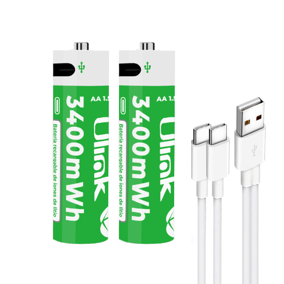 Pilas Recargable 2xAA Carga USB-C de 3400mWh Ulink
