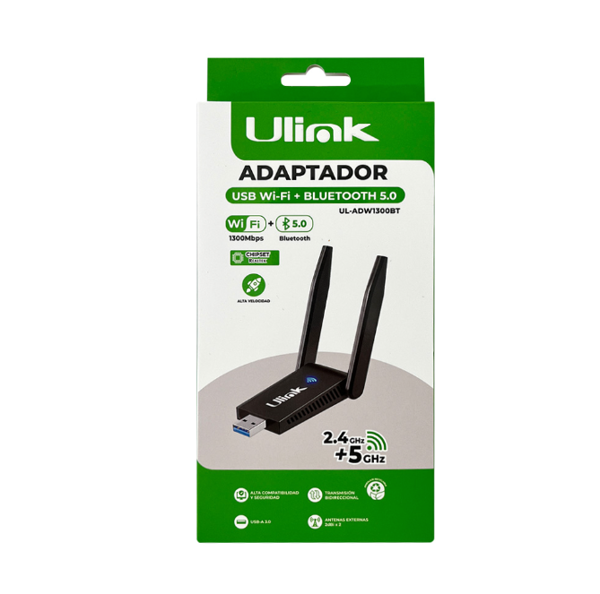 Adaptador USB Wi-Fi y Bluetooth 5.0 Ulink UL-ADW1300BT