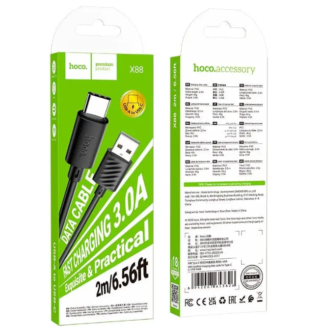 Cable de datos de carga USB-C Hoco X88 2m