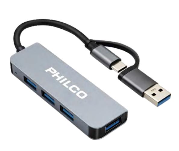 Adaptador  USB-C TO USB a 4 port USB Philco