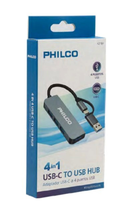 Adaptador  USB-C TO USB a 4 port USB Philco