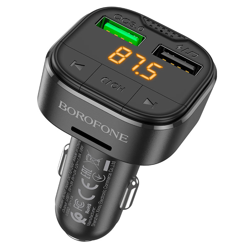 Cargador de auto y Transmisor Bluetooth Borofone BC43 PD3.0 18W