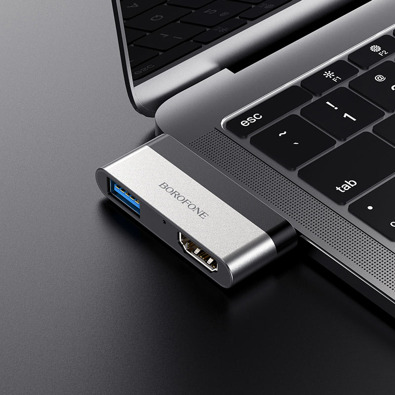 Adaptador Borofone DH2 USB -C a Hdmi + USB3.0