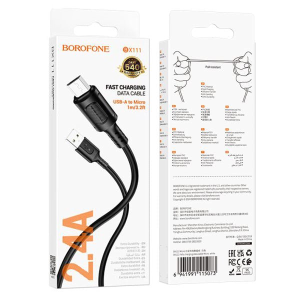 Cable de carga Micro USB 2.4 A Borofone BX111