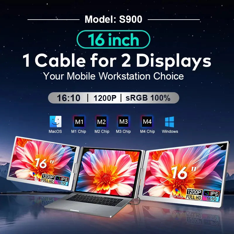 Extensor monitor doble pantalla 16¨Fhd Ips 1920x1200 px CW-S900