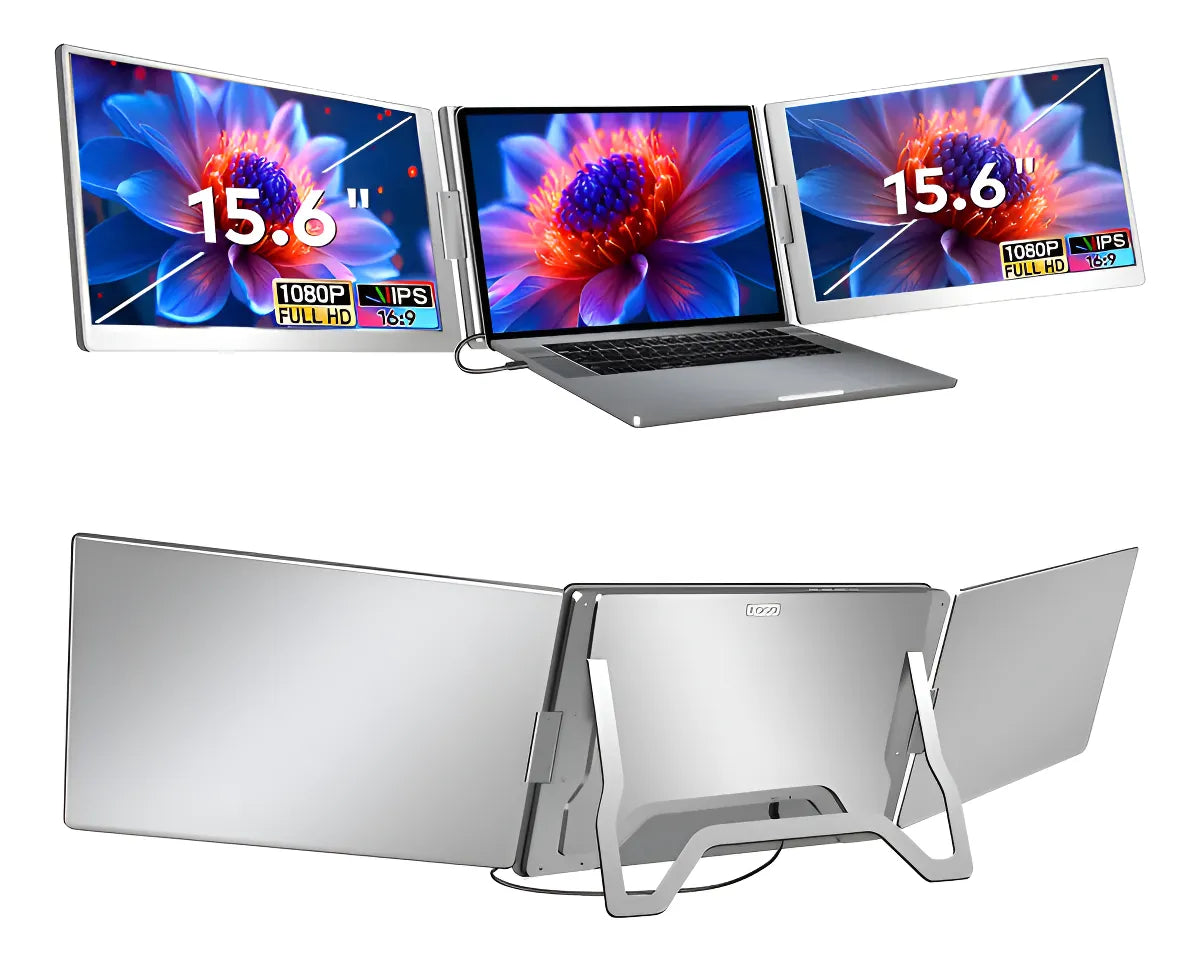 Monitor doble pantalla portátil 15.6 pulgadas CW-S800 conectado a notebook