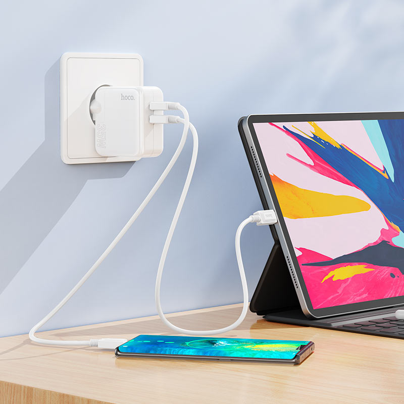 Cargador Adaptador  PD35W dual USB-C Hoco C110A