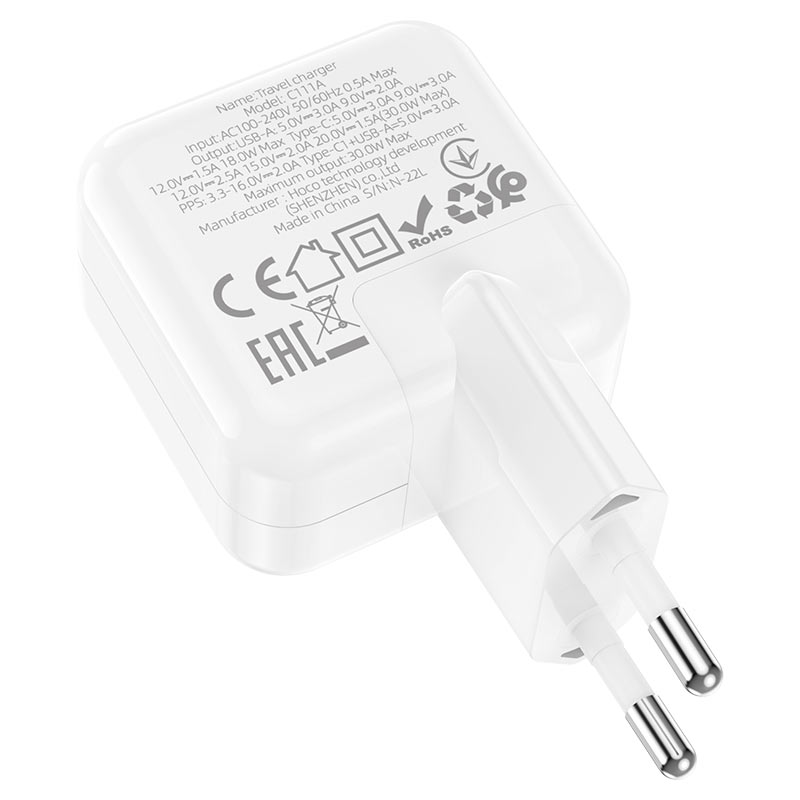 Cargador  PD30W USB-C QC3.0 Hoco C111A