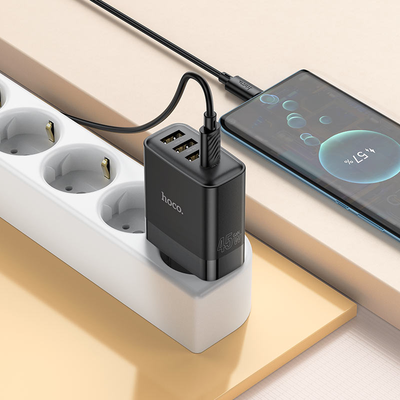 Cargador de pared USB-C de 45W QC3.0 Hoco C127A