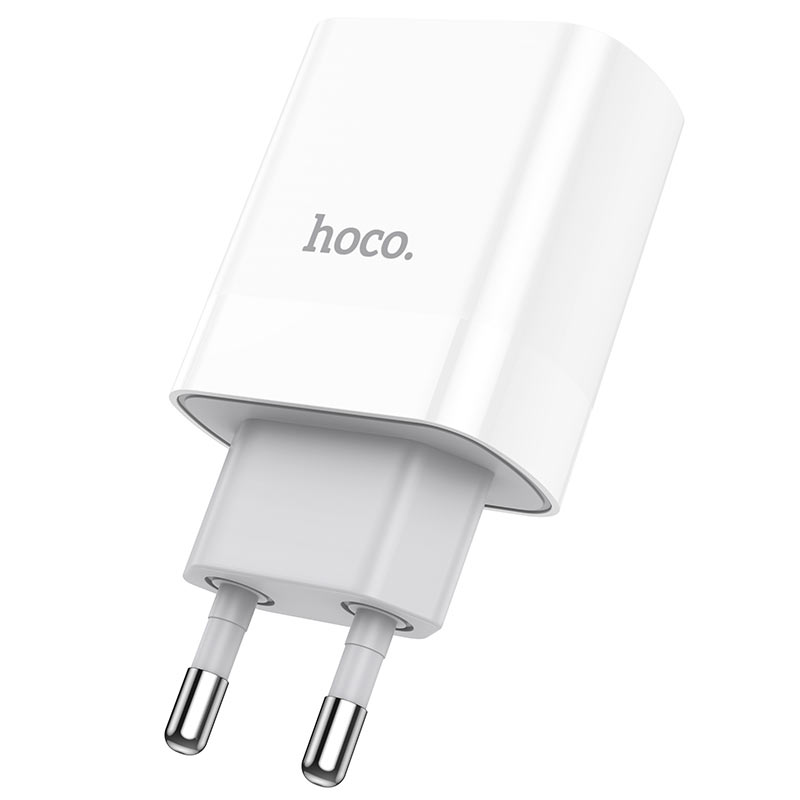 Cargador de pared doble puerto USB y USB-C 20W Hoco C80A