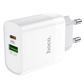 Cargador de pared doble puerto USB y USB-C 20W Hoco C80A