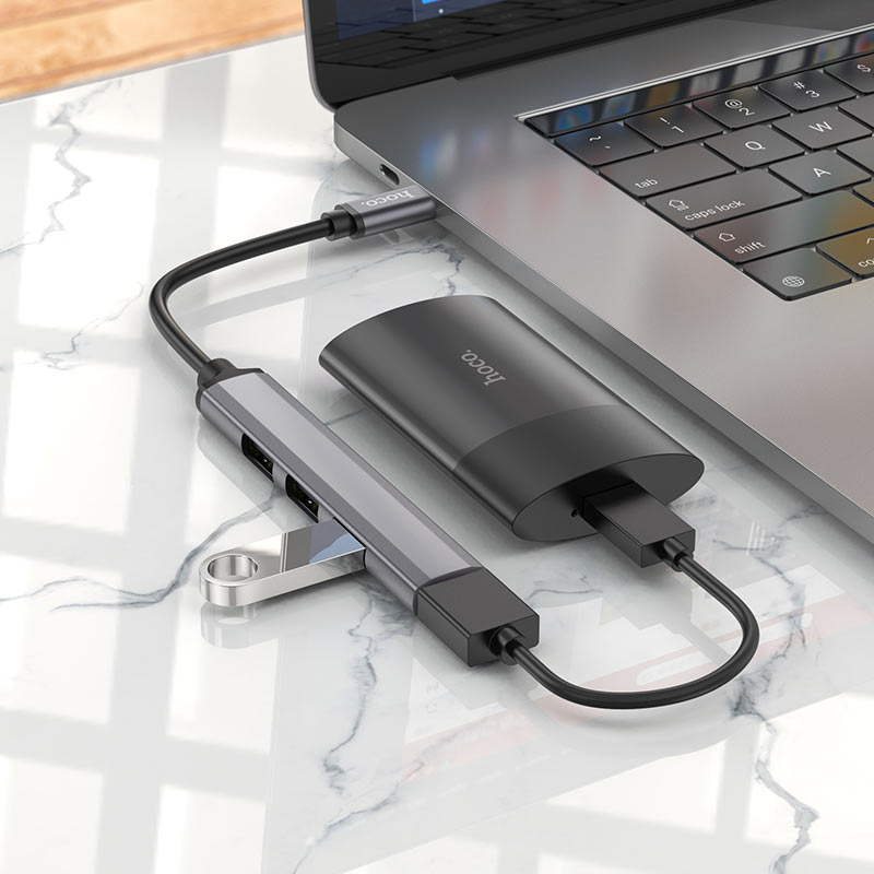 Adaptador Hub USB-C a USB 4 en 1 Hoco HB26