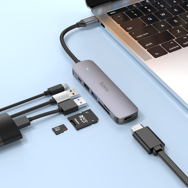 Hub  USB-C to HDTV+USB3.0 +USB2.0+SD Hoco HB28