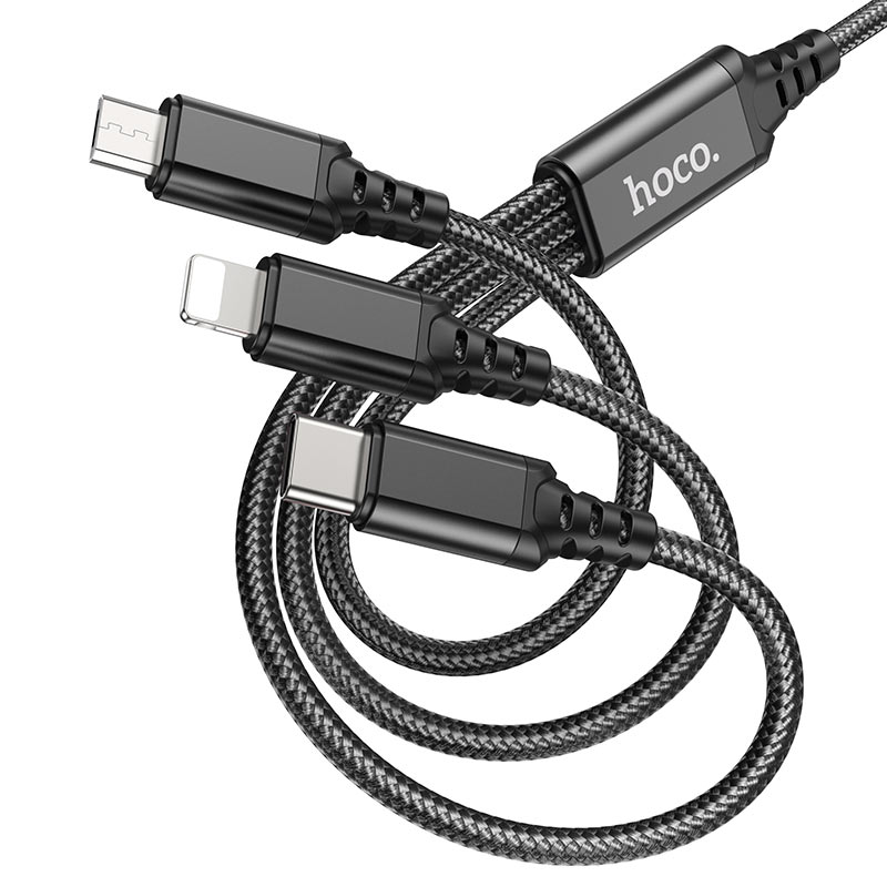 Cable 3 en 1 Lightning/Micro-USB/Type-C Hoco X76
